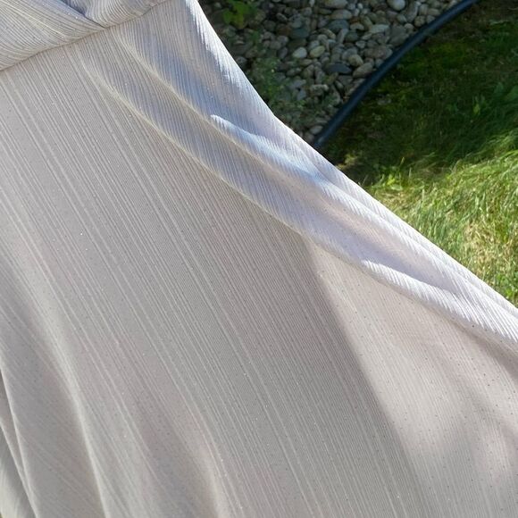 Covington Wm’s Sz 12 Gray Silver Shimmer Twist Front Fit Flare Formal Dress - Picture 4 of 7